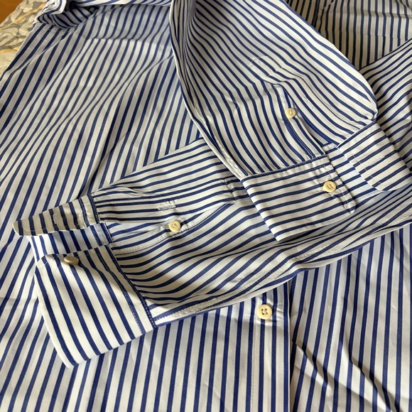 AYR women’s oversized blue and white striped button up, collar, cotton, XL - Picture 12 of 12